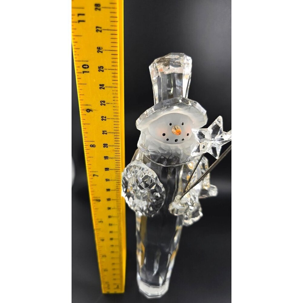 7" Crystal Snowman Figurine With Star Wand, Top Hat and Carrot Nose - Picture 9 of 9